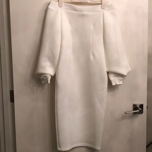 ASOS white scuba off shoulder dress